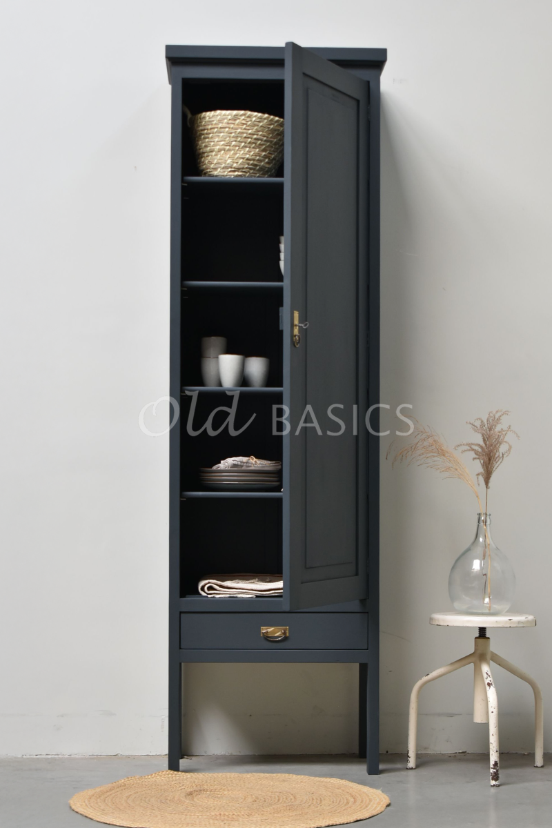 Detail van Smalle Kast Vertou, 1 deuren, RAL7016, grijs, materiaal hout